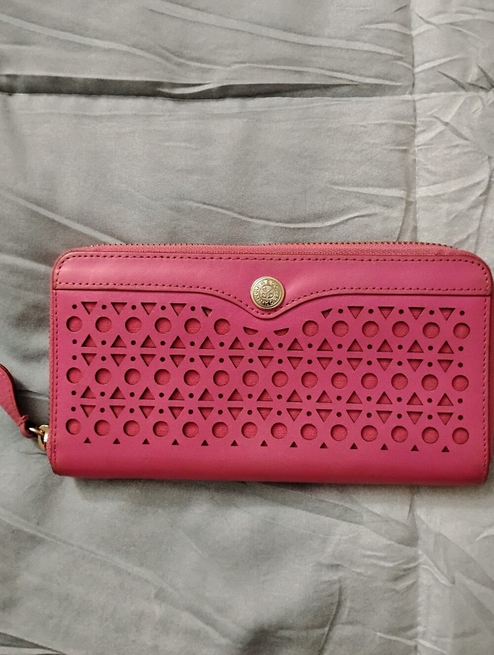 REBECCA MINKOFF Genuine Leather Zip Around Wallet Women's